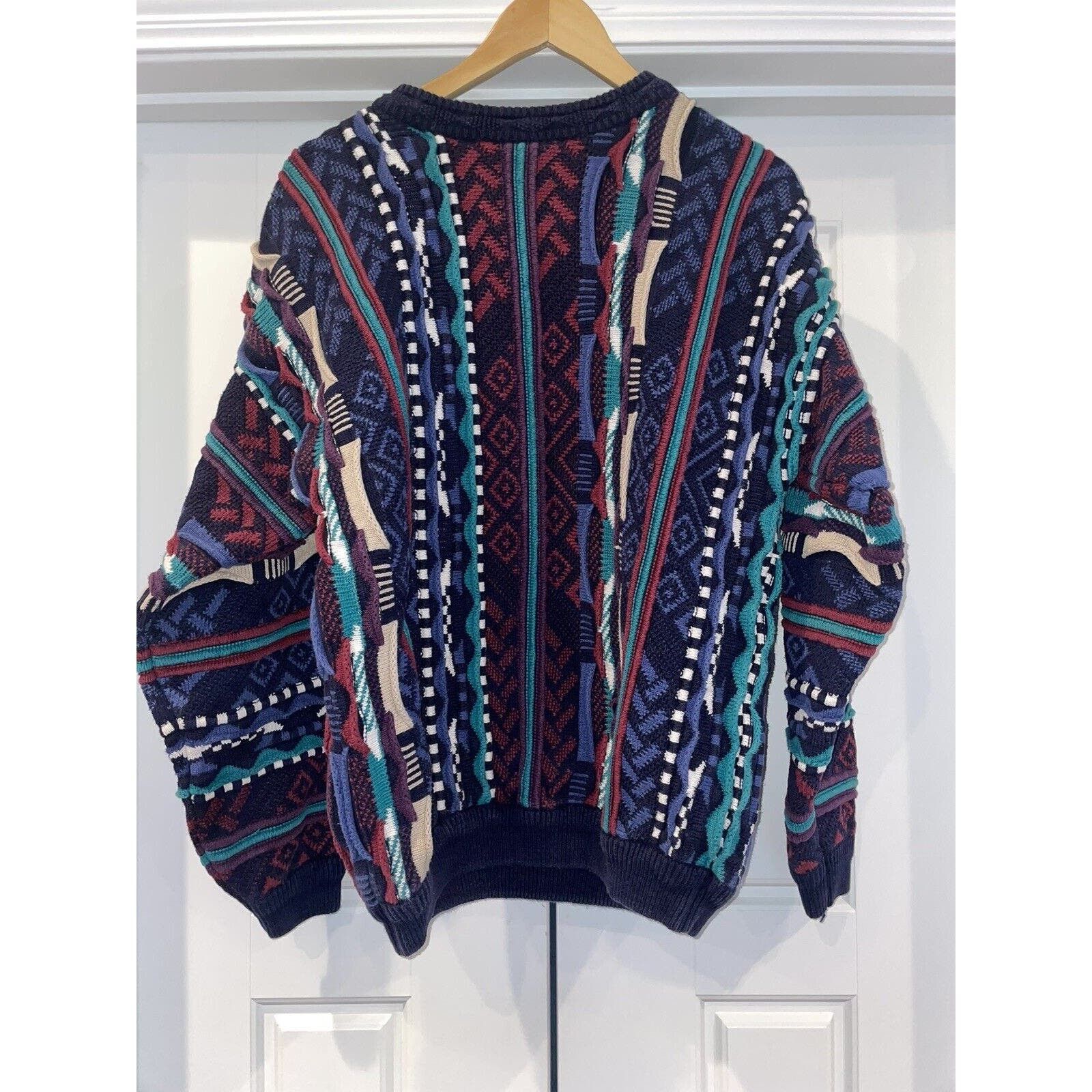image of Croft Barrow VTG 90’S Coogi Style Chunky Knit Sweater Blue Purple M, Men's (Size Medium)