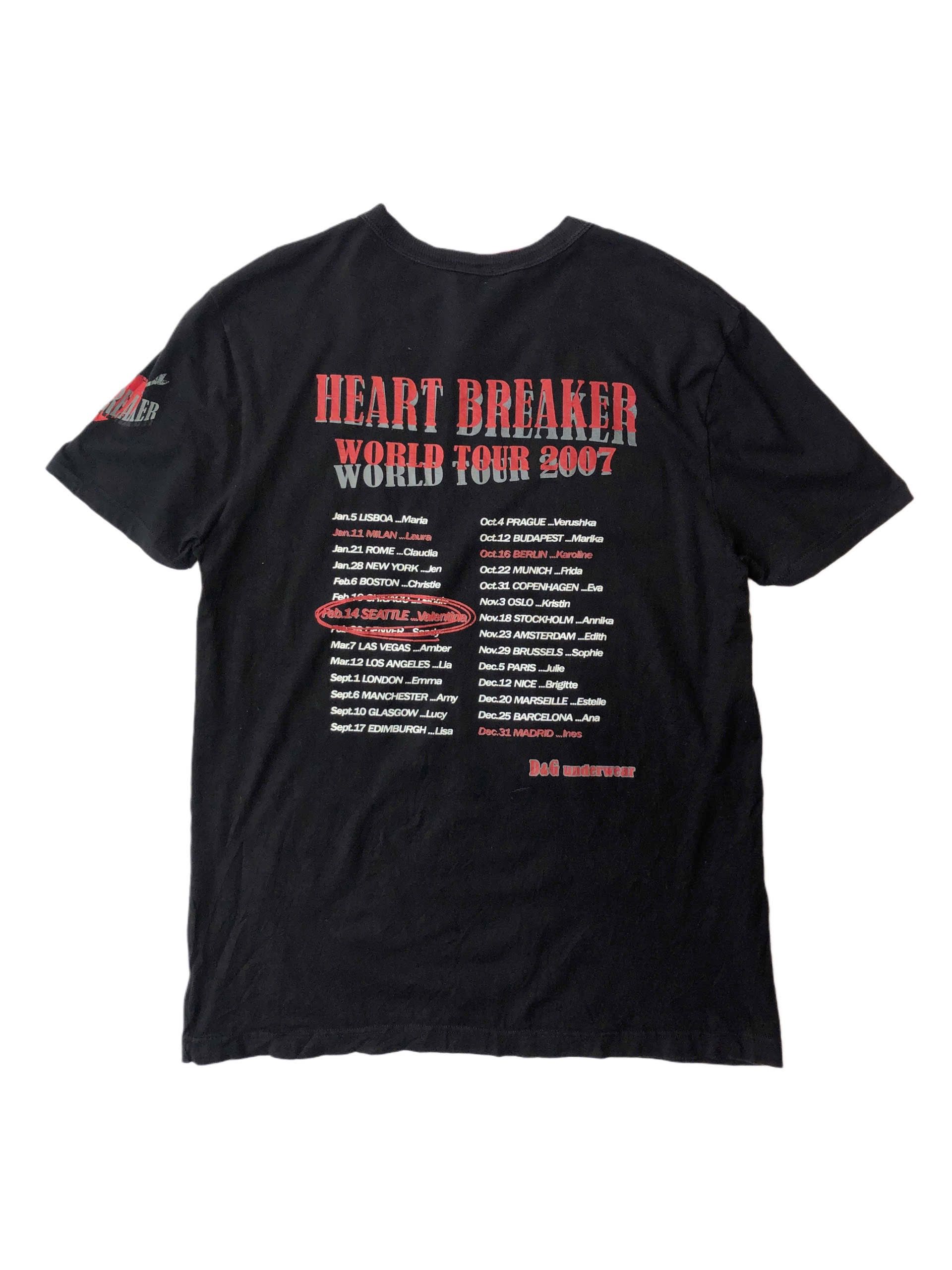 Dolce & Gabbana D&G Heart Breaker World Tour 2007 Black Graphic T-Shirt Size US S / EU 44-46 / 1 - 2 Thumbnail