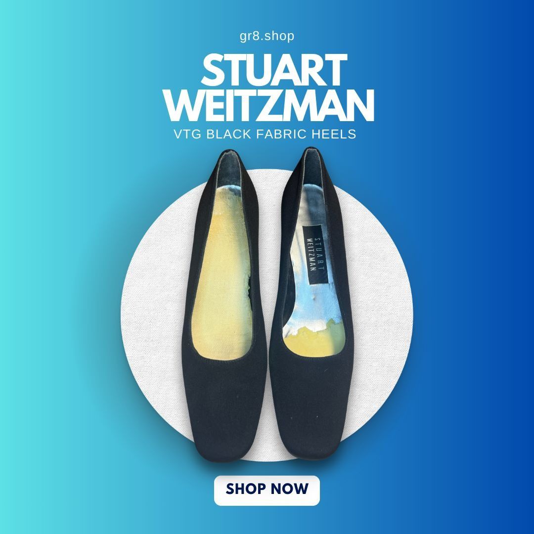 Stuart Weitzman Stuart Weitzman Vintage Black Fabric Heels 7.5 AA Square Toe Size US 7.5 / IT 37.5 - 1 Thumbnail