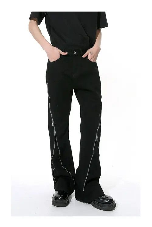 VIBE Opium Zipper Flared Stack Black Denim Jeans Size US 32 / EU 48 - 3 Thumbnail
