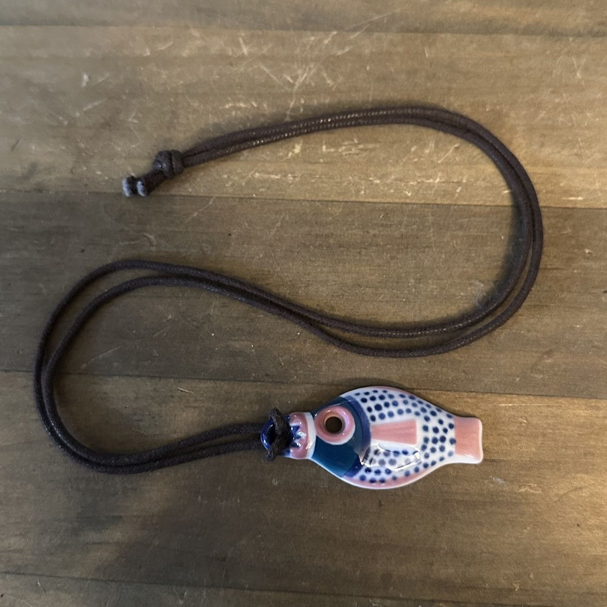 Vintage Vintage porcelain fish pendant cord necklace Size ONE SIZE - 2 Thumbnail