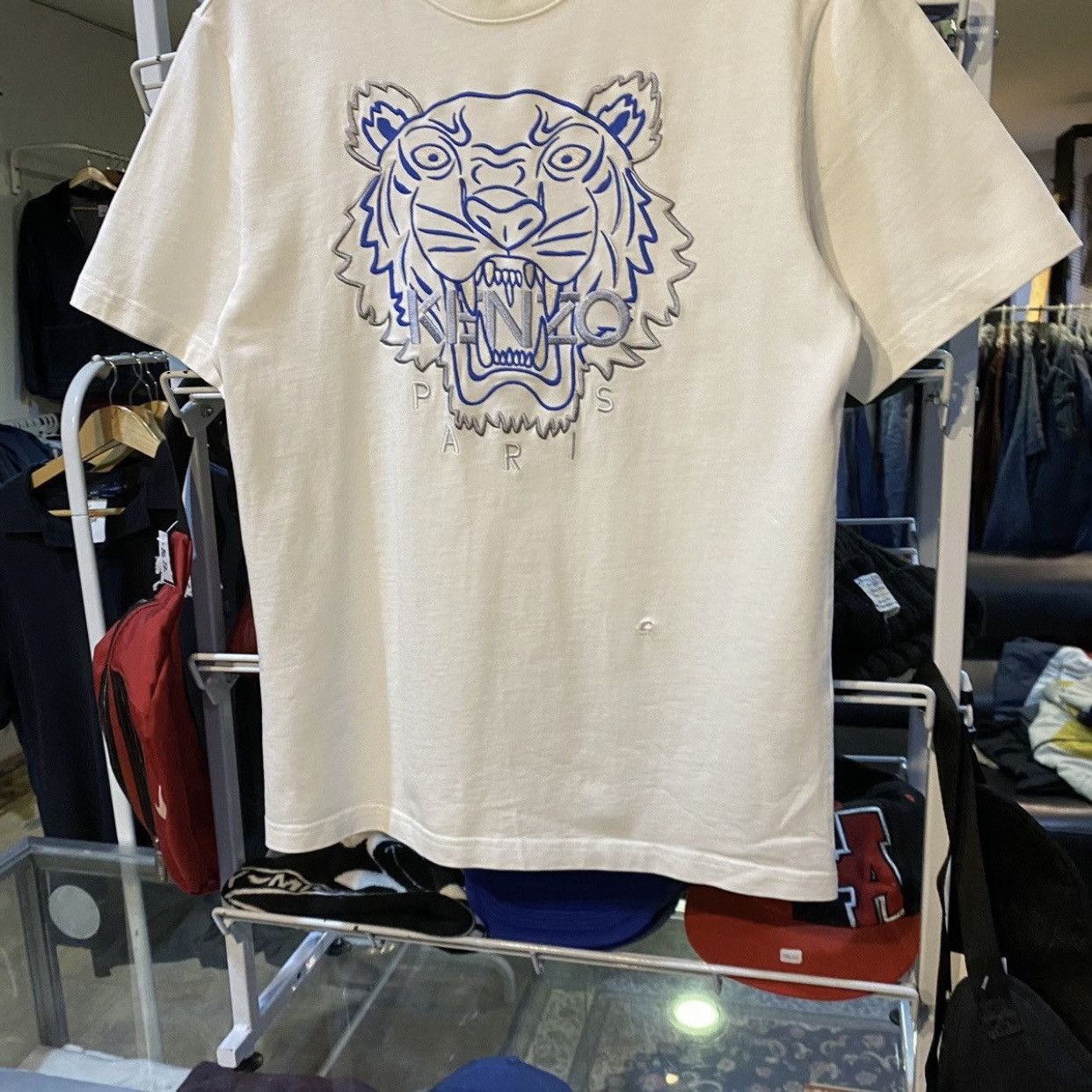 Kenzo KENZO Paris Tiger Embroidered Logo T-Shirt Tee White/Blue Size US S / EU 44-46 / 1 - 4 Thumbnail