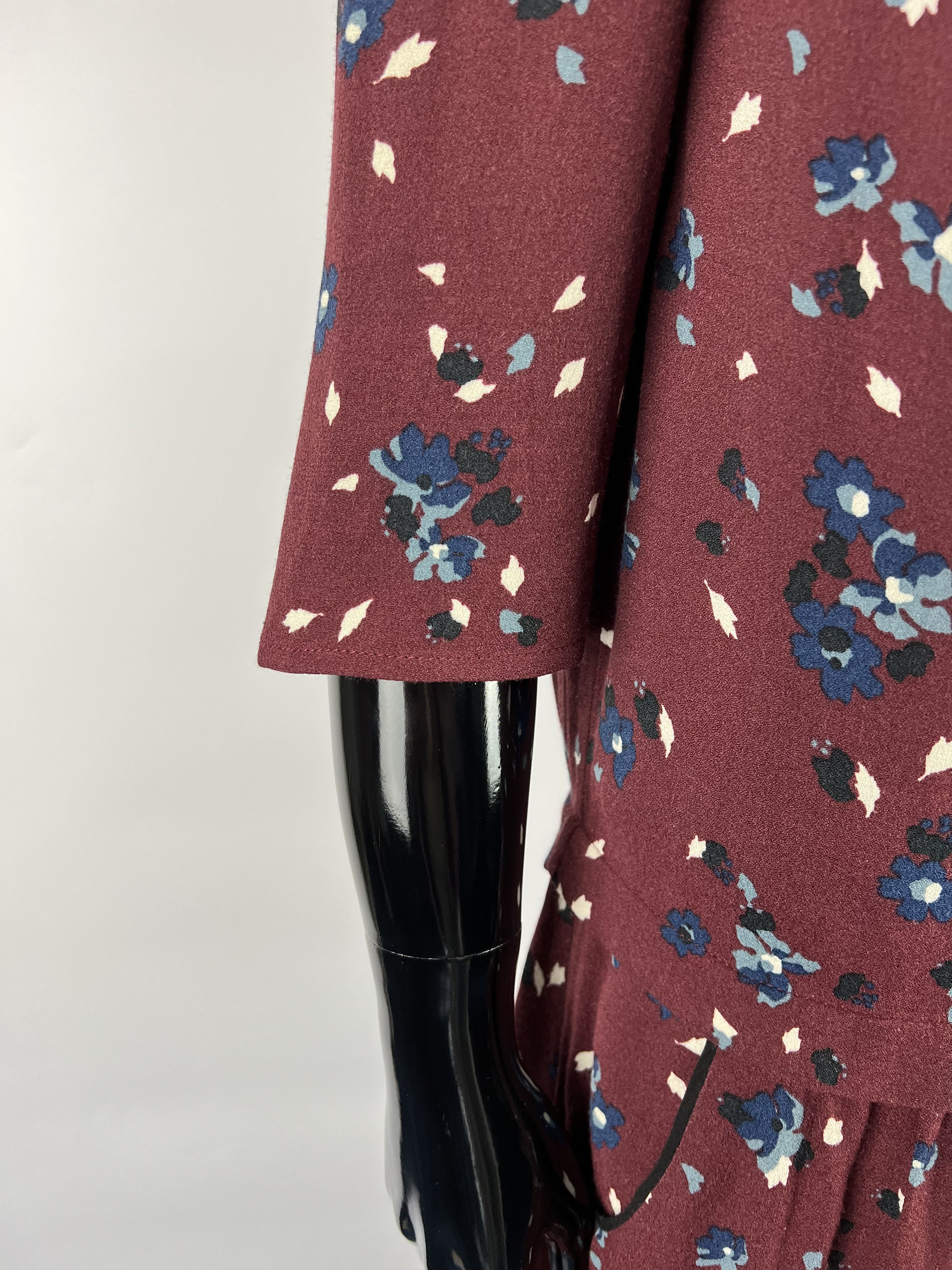 Sezane Sezane Burgundy Floral Print Half Sleeve Short Dress Size 36 Size S / US 4 / IT 40 - 7 Thumbnail