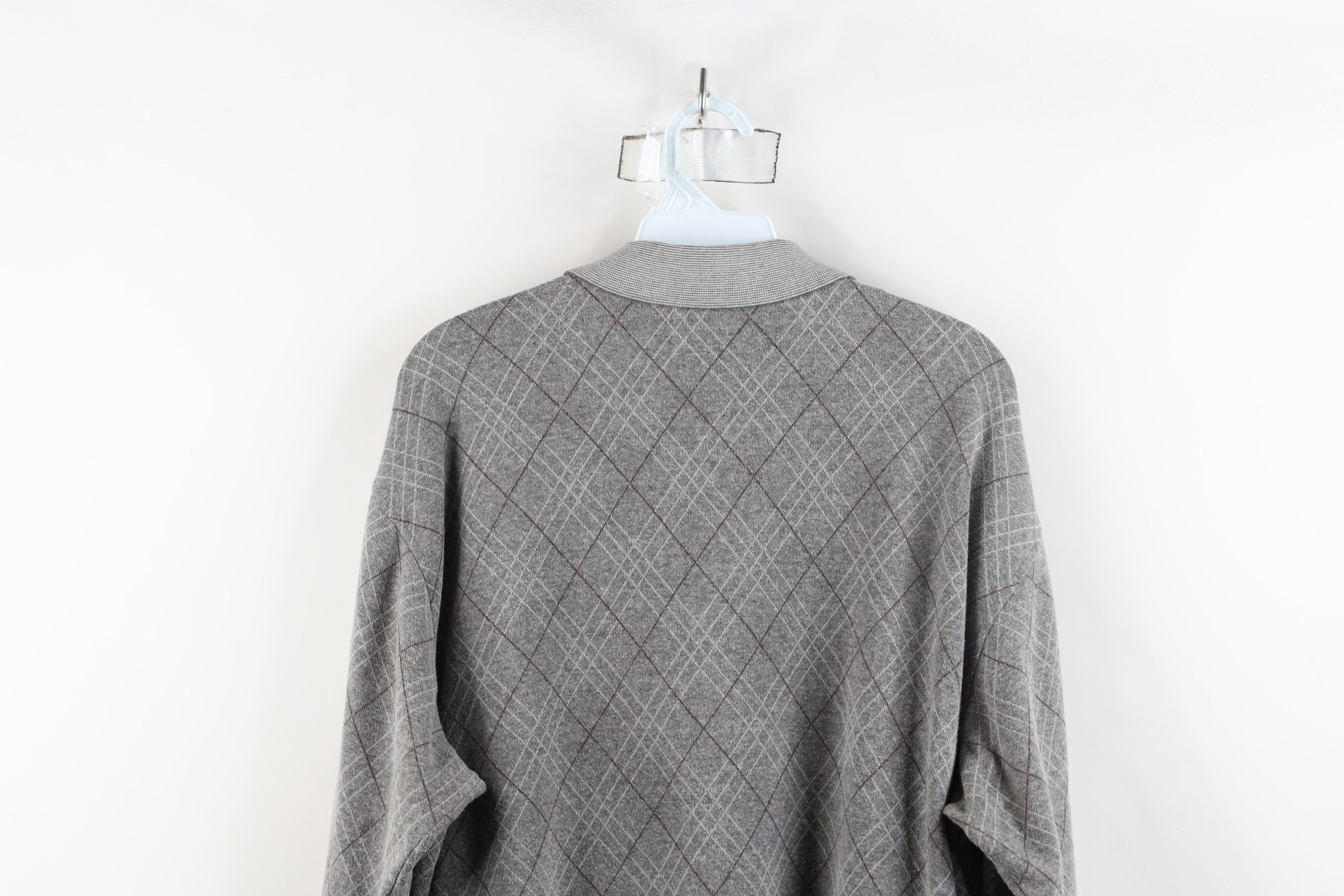 Vintage Vintage 90s Streetwear Argyle Diamond Knit Long Sleeve Polo Size US XL / EU 56 / 4 - 11 Thumbnail