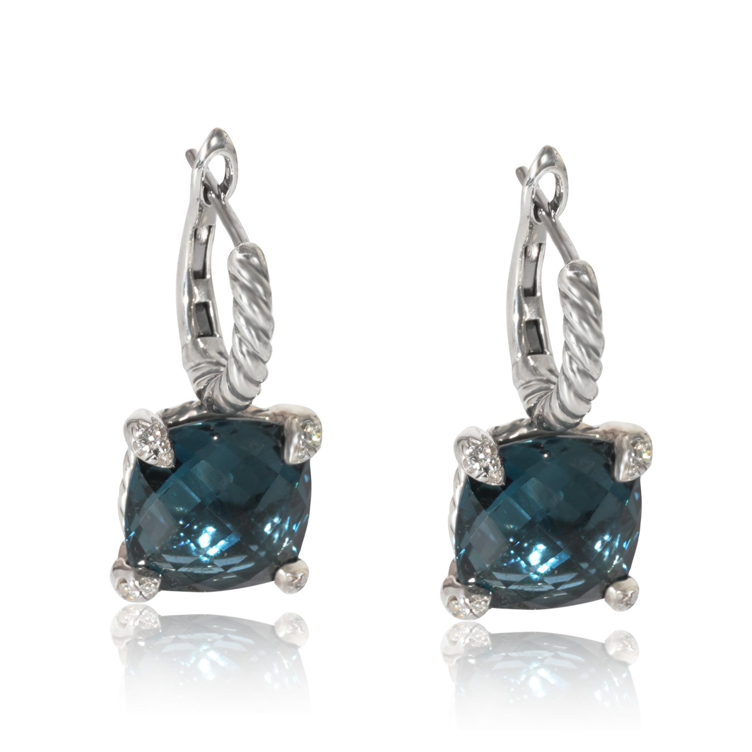 David Yurman David Yurman Chatelaine Topaz Diamond Earrings in Sterling Silver 0.1 CTW Size ONE SIZE - 1 Thumbnail