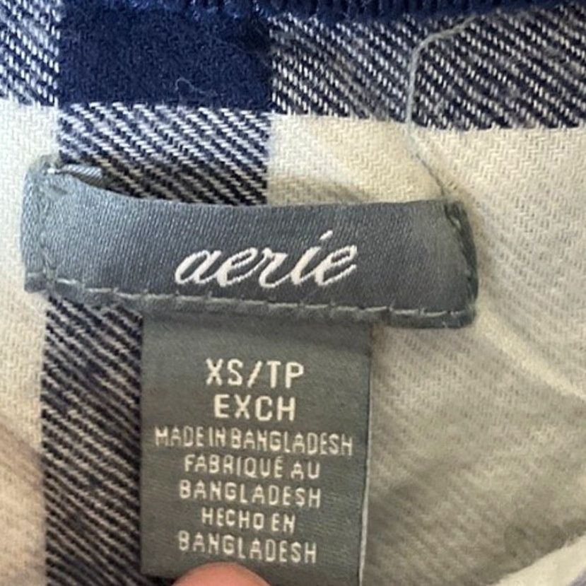 Vintage Aerie Womens Romper Navy White Plaid Flannel Collared Long Sleeve Drawstring XS Size XS / US 0-2 / IT 36-38 - 6 Thumbnail