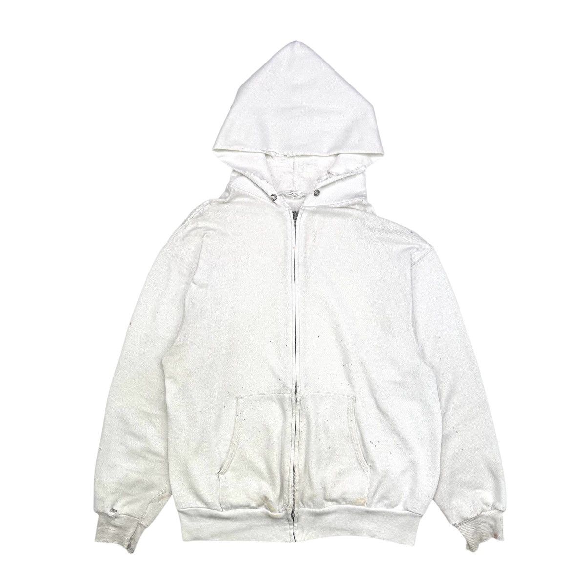 Vintage VINTAGE THRASHED WHITE ZIP HOODIE Size US L / EU 52-54 / 3 - 2 Thumbnail