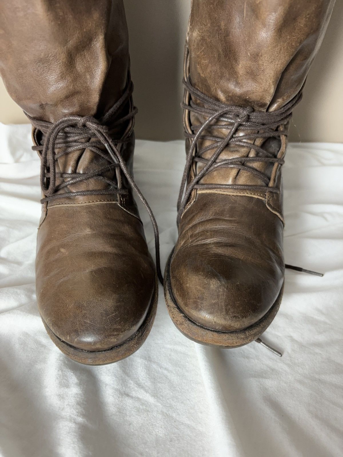 Leather LEATHER BONDAGE MOTO BOOTS LACE UP Size US 7 / IT 37 - 11 Thumbnail