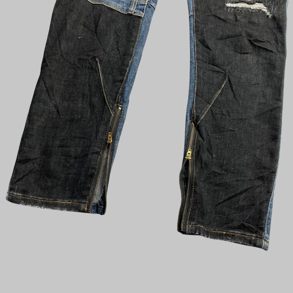 Japanese Brand × PPFM BT-PLAY Patchwork Ripped Two Tone Unique Slim Fit Jeans💥 Size US 31 - 7 Thumbnail