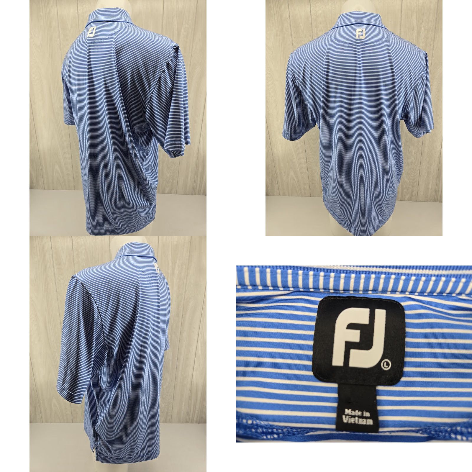 Footjoy FootJoy Polo Shirt Mens L Blue White Striped Short Sleeve Valley Hill C.C Size US L / EU 52-54 / 3 - 8 Thumbnail