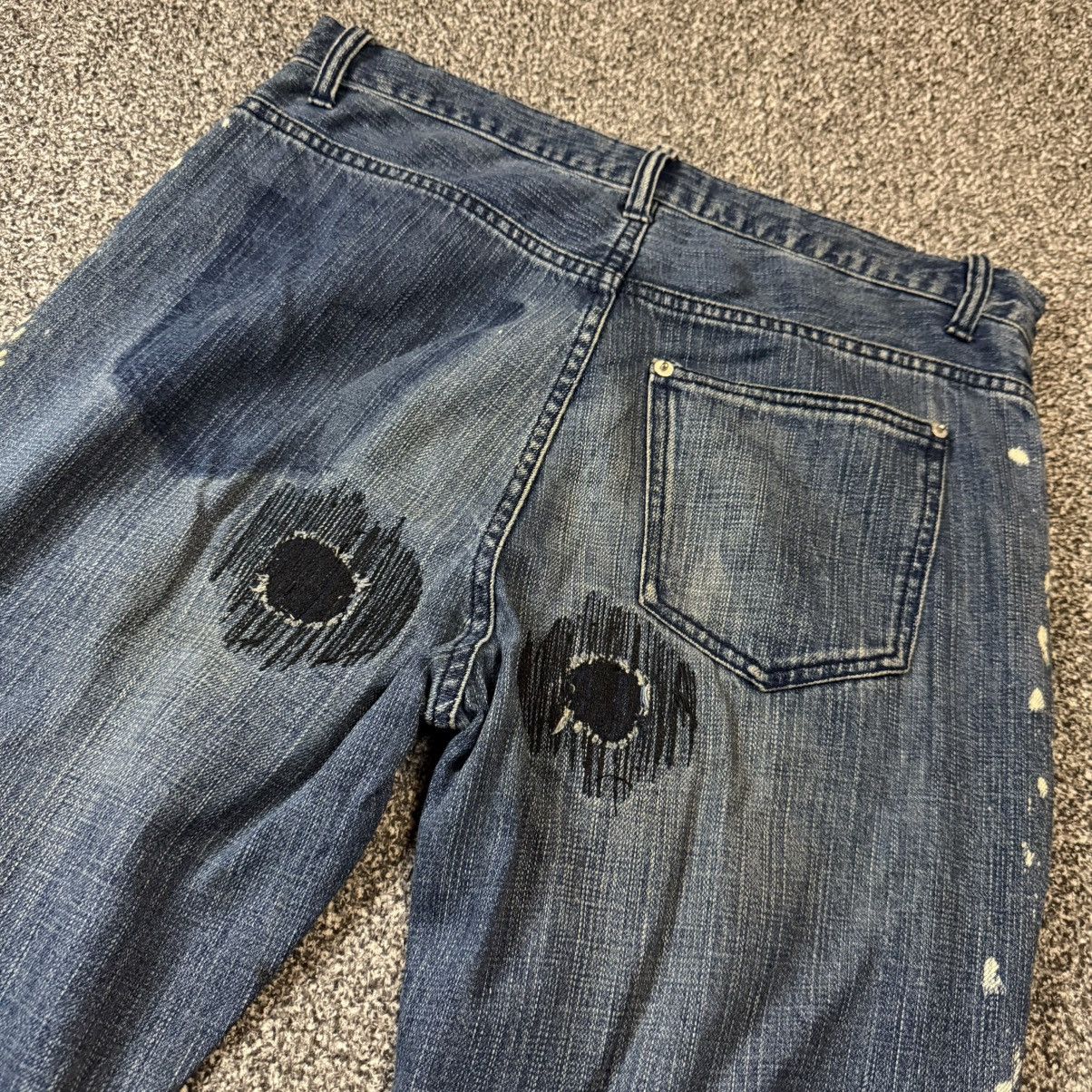 Fashion Victim Archive Wideleg Paint Exhibitionist Distressed y2k Denim Size US 31 - 3 Thumbnail