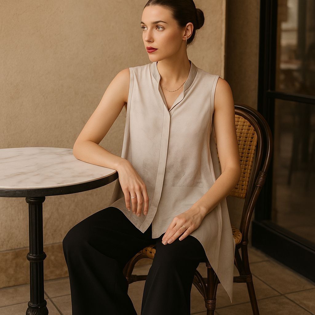 Elie Tahari Elie Tahari Women’s Silk Asymmetric Top S – Quiet Luxury Art Size L / US 10 / IT 46 - 1 Thumbnail