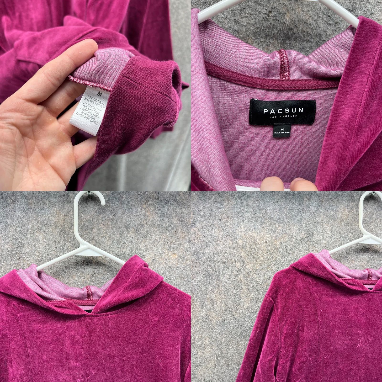 Pacsun VINTAGE Pacsun Hoodie Men Medium Purple Solid Satin Cotton Fleece Pullover Hooded Pockets Sweater Size US M / EU 48-50 / 2 - 8 Thumbnail