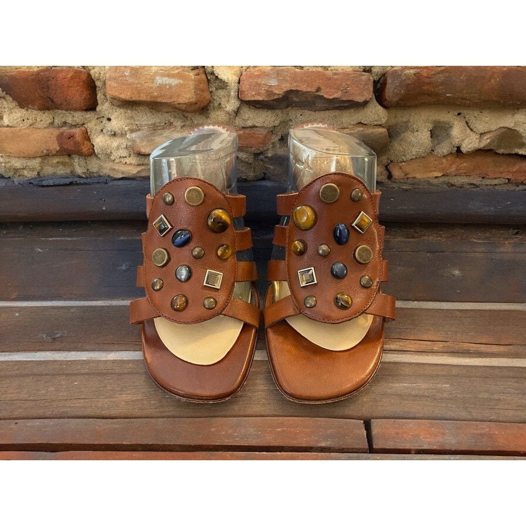 C1RCA Joan David Sandals Heels Stappy Open Toed Leather Sz 6.5 Size US 6.5 / IT 36.5 - 2 Thumbnail
