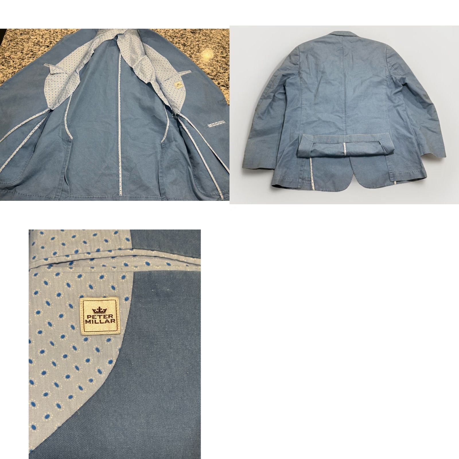 Peter Millar Peter Millar Blazer Mens Large Blue Linen Cotton Size 42R - 8 Thumbnail