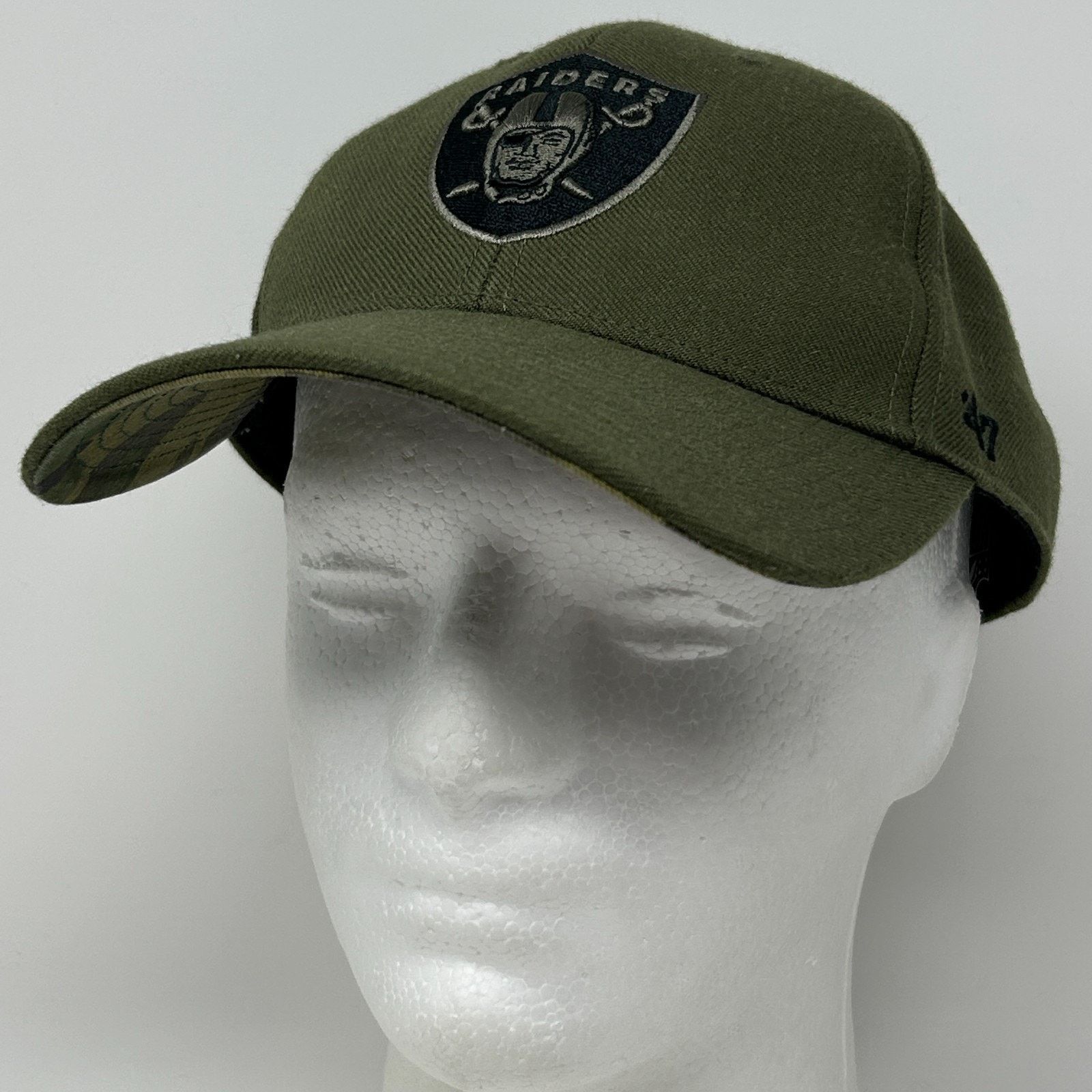 47 Brand Las Vegas Raiders Hat Baseball Cap Olive Green 47 Military Size ONE SIZE - 9 Thumbnail