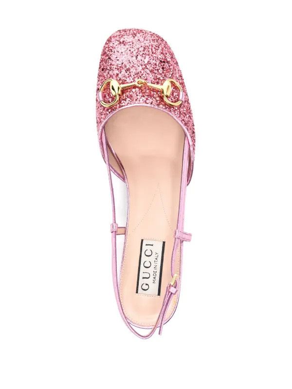 Gucci o1s1wg110125 Wladyhb 55 Slingback Glitter in Pink Size US 7.5 / IT 37.5 - 2 Thumbnail