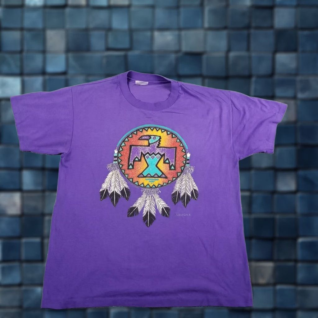 Hanes VINTAGE Hanes Arizona Dream-Catcher 90s Single-Stitch Shirt L Purple Mens Shirt Size US L / EU 52-54 / 3 - 1 Thumbnail