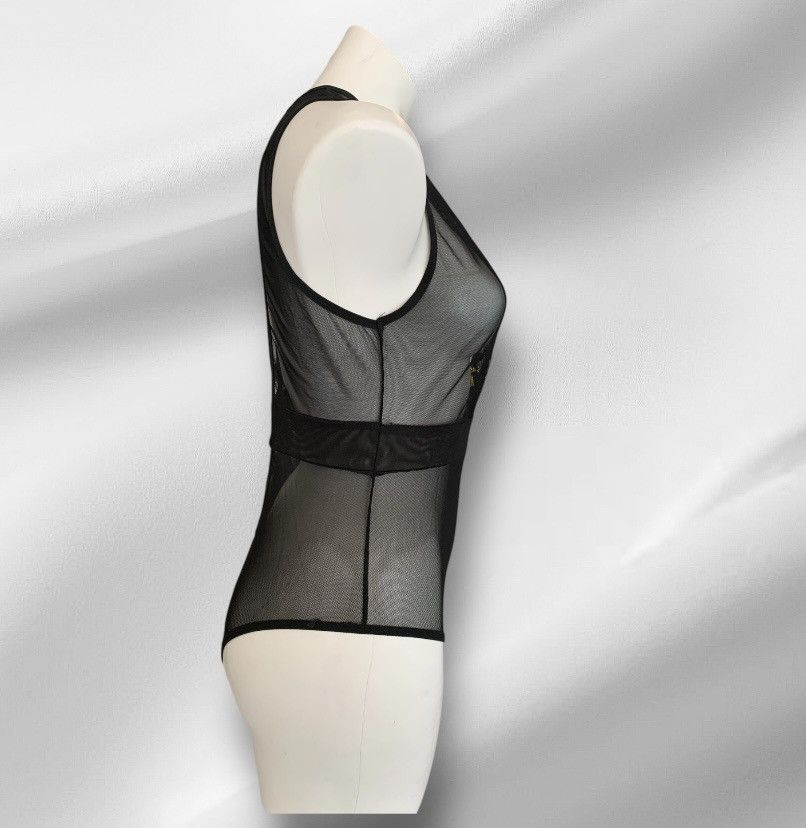 Designer NWT Black Mesh One Piece Bodysuit Lingerie Embroidered Lace Size M / US 6-8 / IT 42-44 - 6 Thumbnail