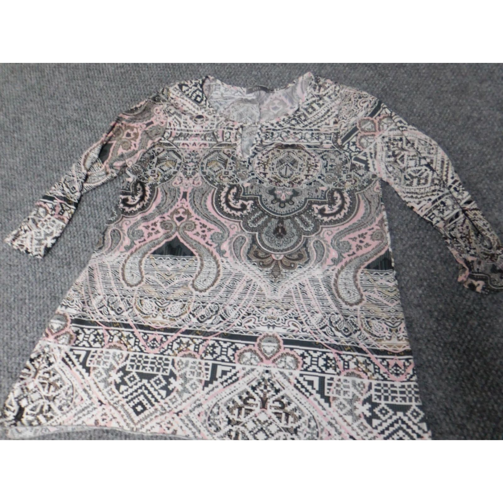 Vintage Gyft Womens Blouse L Gray Crew Neck Pullover Casual Button Cotton Polyester Rayon Long Sleeve Classic Lightweight Regular Vintage: No Size L / US 10 / IT 46 - 3 Thumbnail