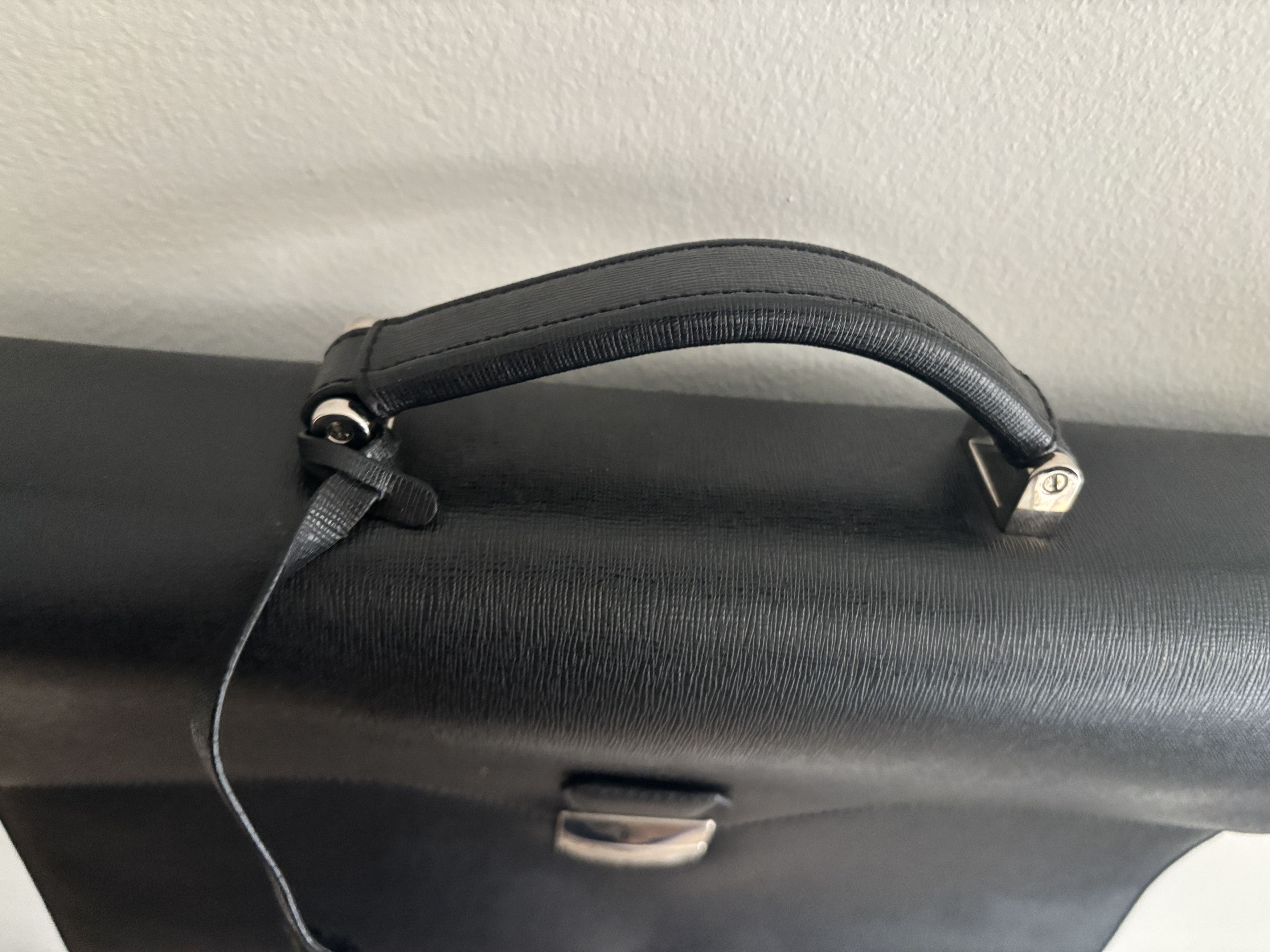 Bentley $925 Black Saffiano Leather Briefcase Attache | Silver Logo Size ONE SIZE - 5 Thumbnail