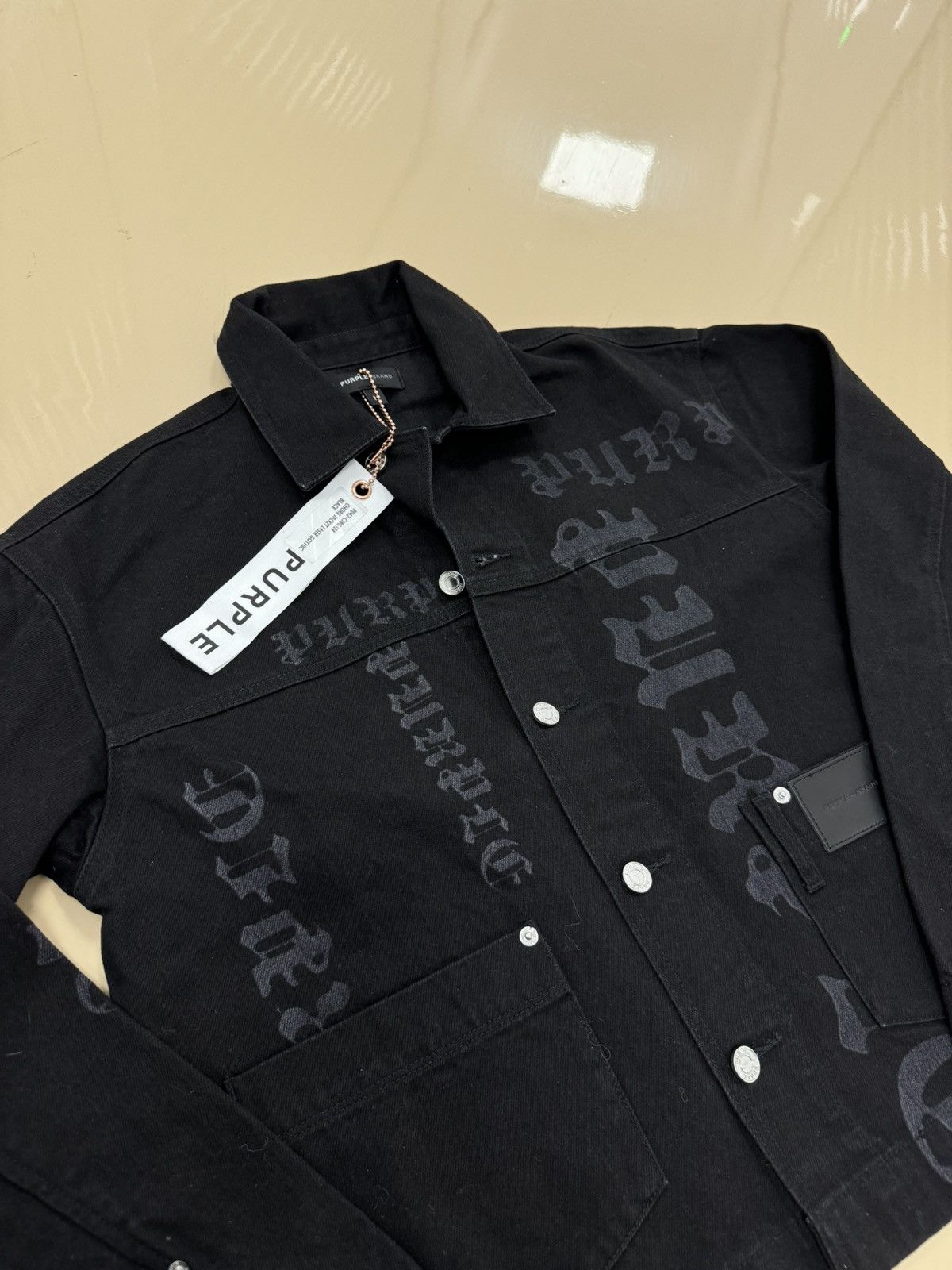Purple Brand PURPLE LASER GOTHIC BLACK DENIM JACKET Size US M / EU 48-50 / 2 - 2 Thumbnail