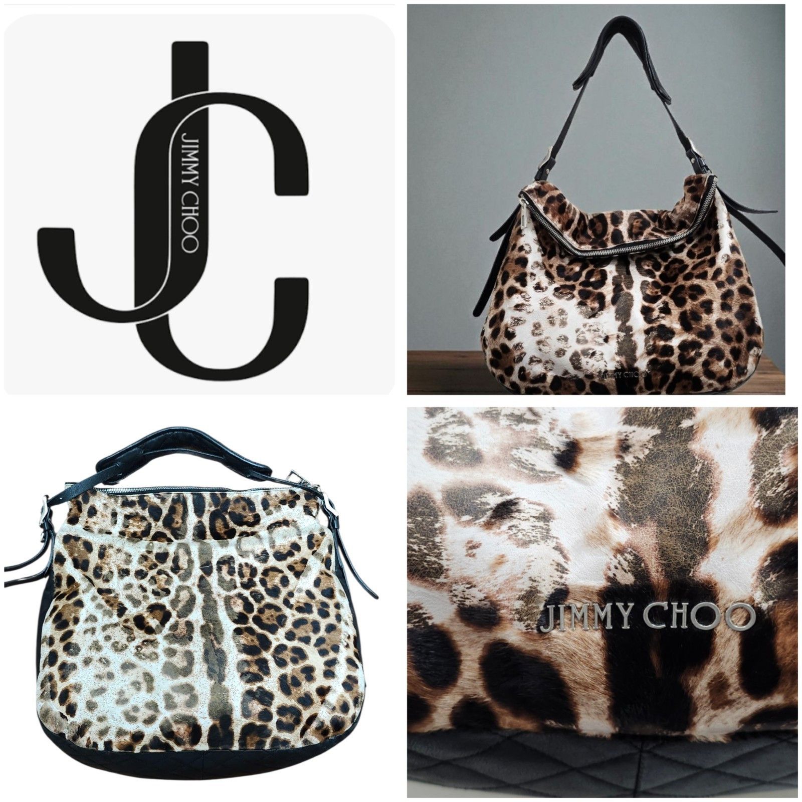 Jimmy Choo Jimmy Choo Animal Print Hobo Bag Fur & Leather Designer Size ONE SIZE - 23 Thumbnail