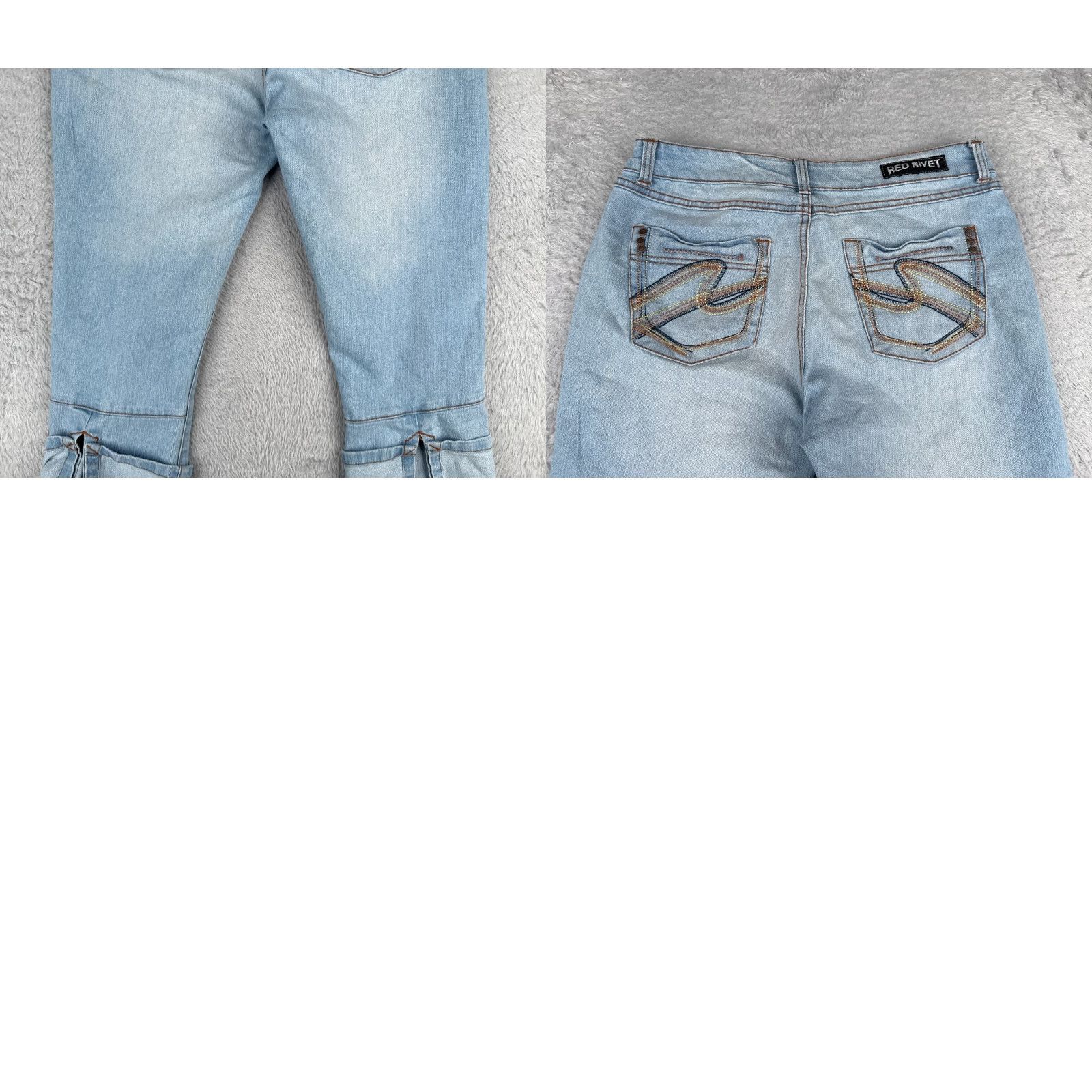 Vintage Red Rivet Jeans Women Capri Denim Blue 30x20 Low Rise 11 Regular Cotton Blend 5-Pocket Pockets Distressed Vintage No Size 32" / US 10 / IT 46 - 10 Thumbnail