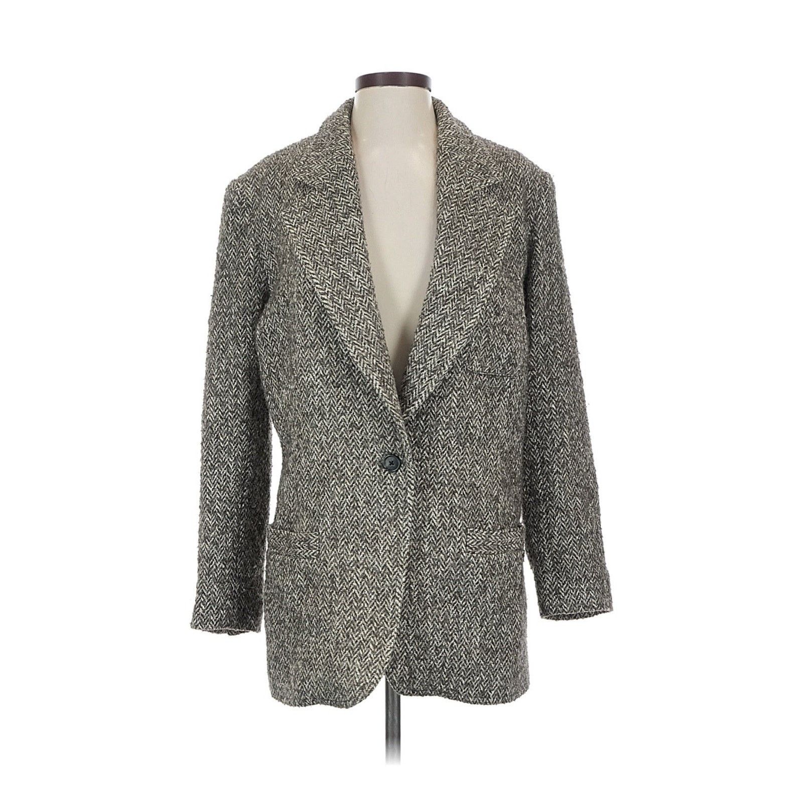 SMYTHE Smythe Wool Blend Herringbone Grey Blazer Jacket S Size S / US 4 / IT 40 - 1 Thumbnail