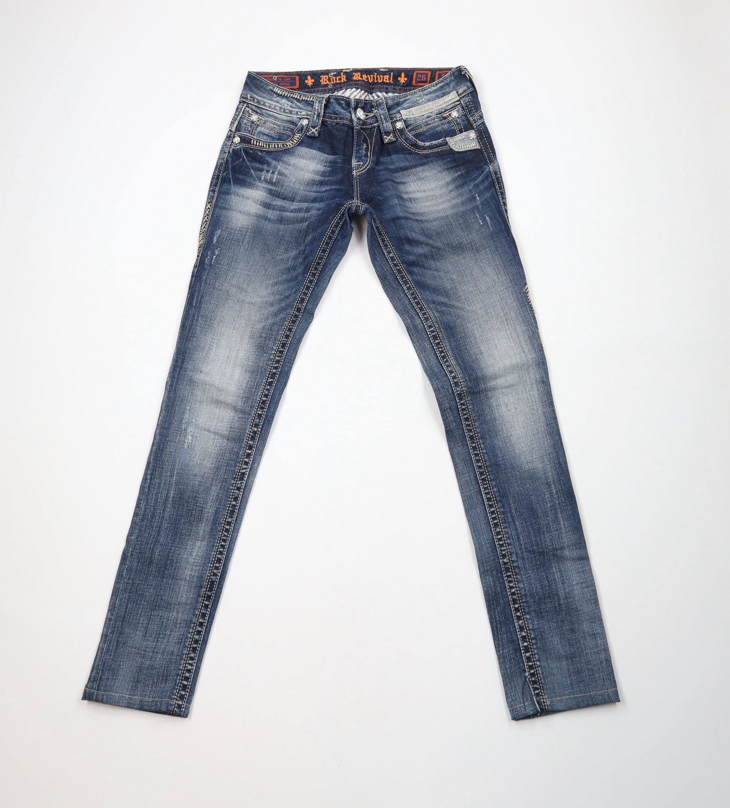 Rock Revival × Vintage Rock Revival Fleur de Lis Gwen Skinny Denim Jeans Blue Size 26" / US 2 / IT 38 - 1 Thumbnail