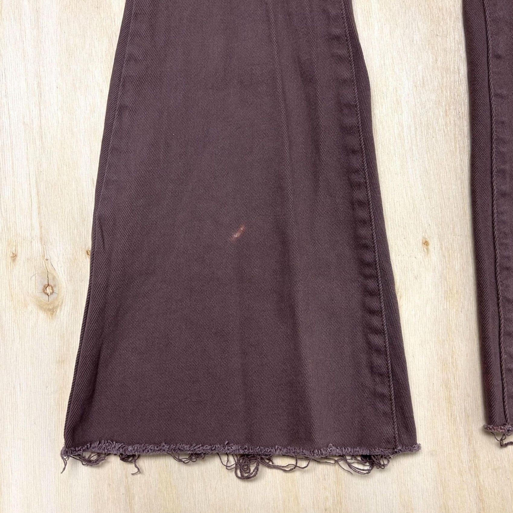 Pacsun PacSun Womens Slim Flare Jeans 23 Medium Wash Brown Distressed Fringe Denim Size 40" / US 18 - 3 Thumbnail