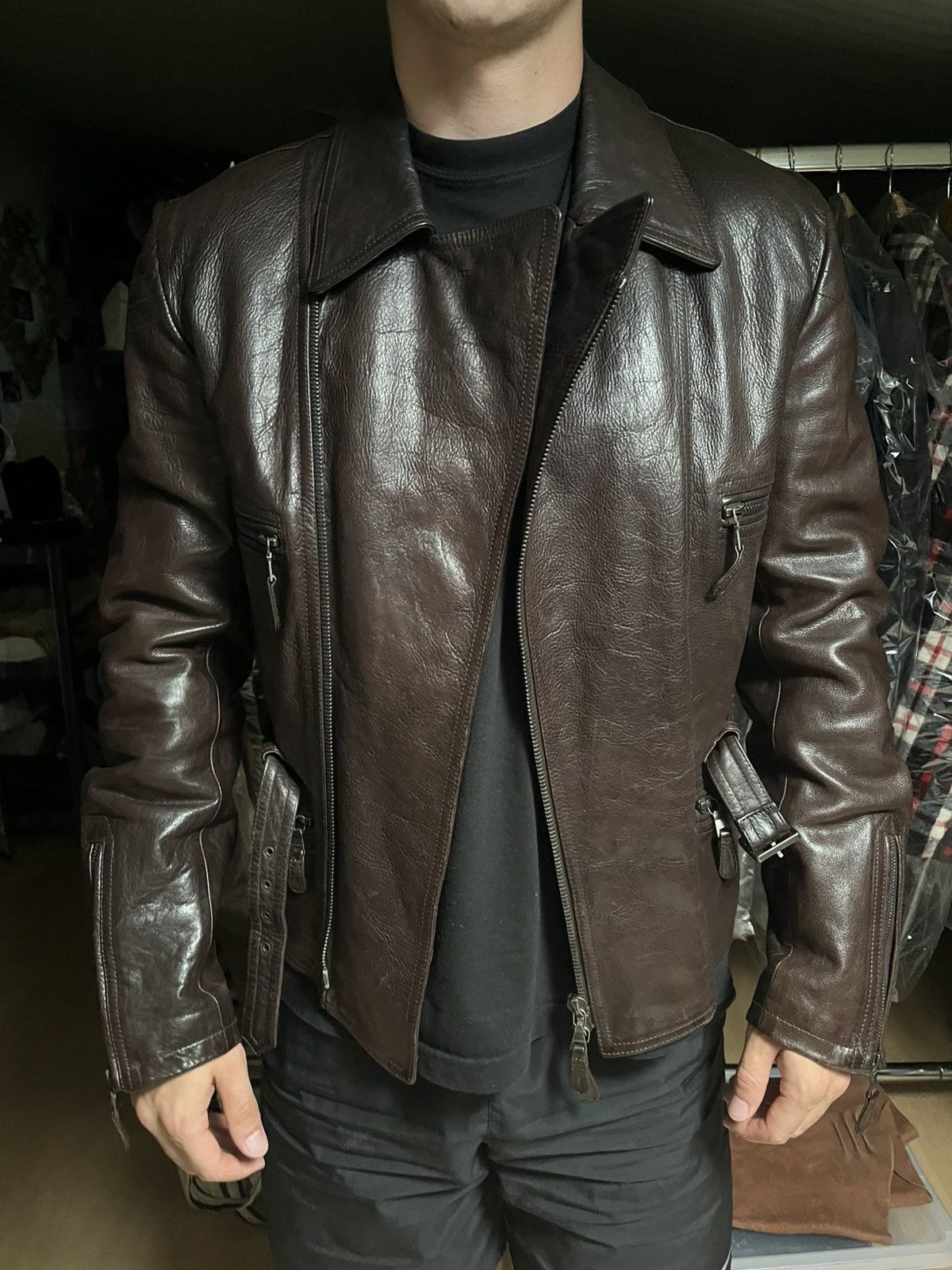 Jil Sander Jil Sander by Raf Simons brown leather jacket rare Size US M / EU 48-50 / 2 - 17 Thumbnail