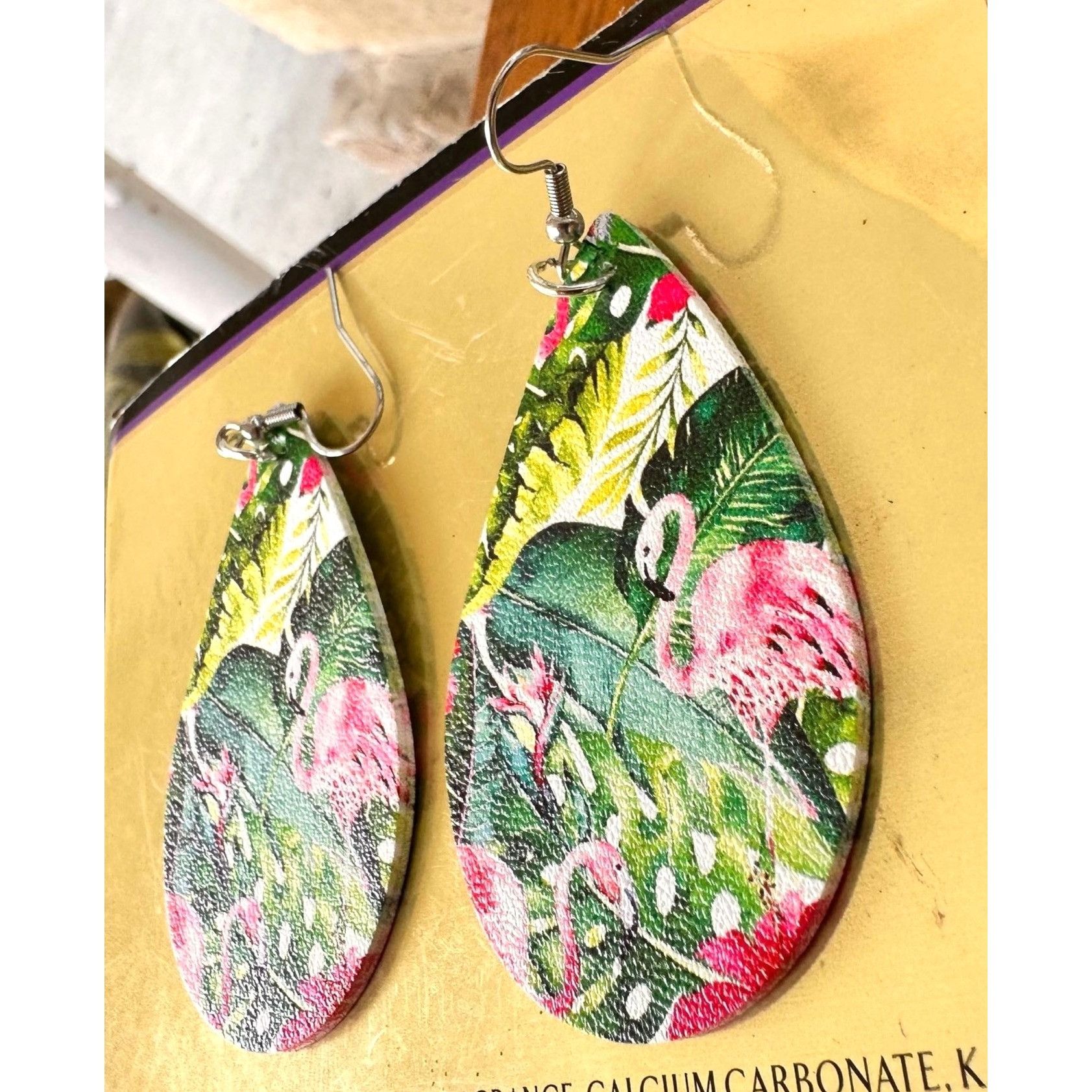 Handmade Flamingo Earrings Dangle Hooks New Art Deco Las Vegas Flori Size ONE SIZE - 12 Thumbnail