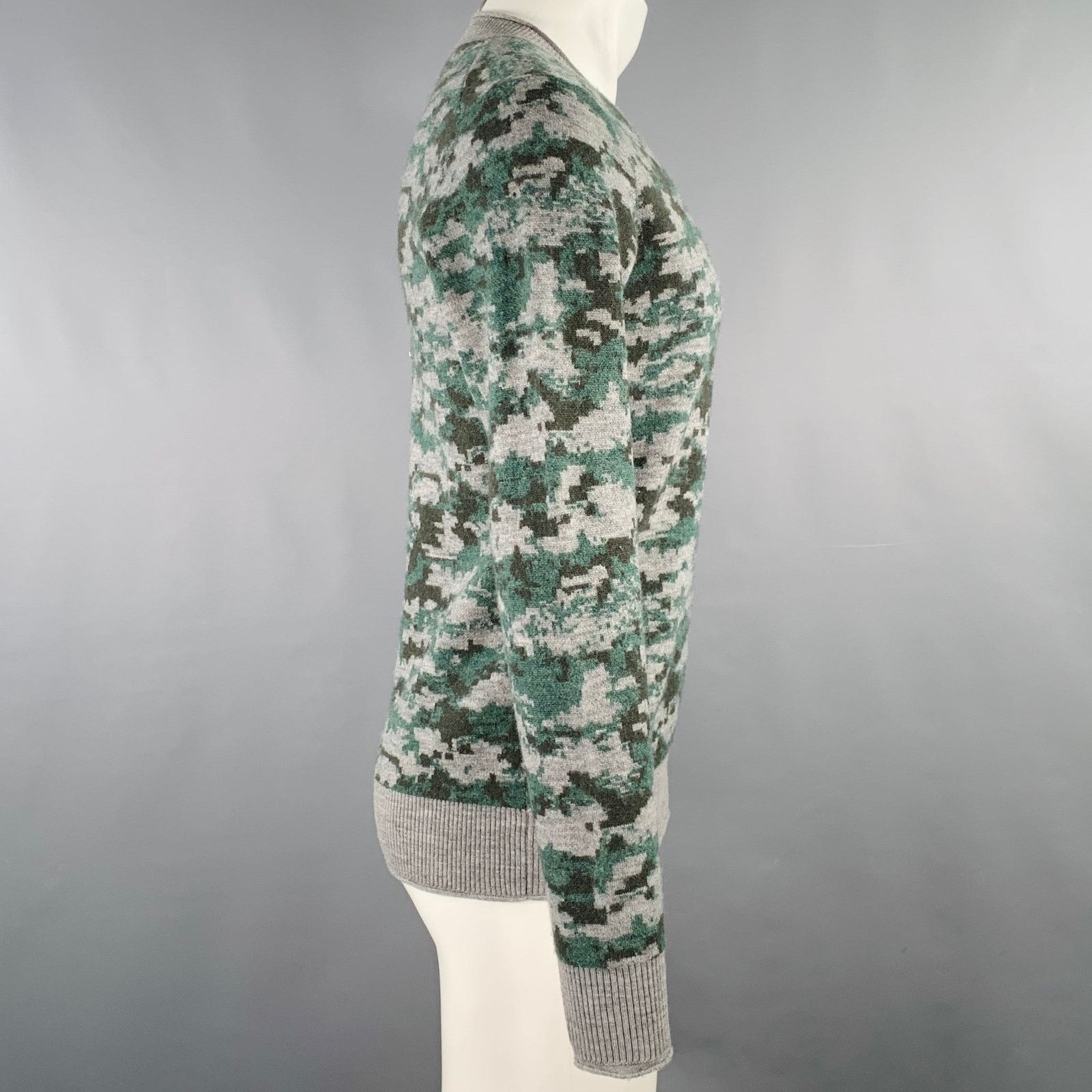 Other ESTNATION Size M Grey Green Camouflage Wool V-Neck Sweater Size US M / EU 48-50 / 2 - 3 Thumbnail