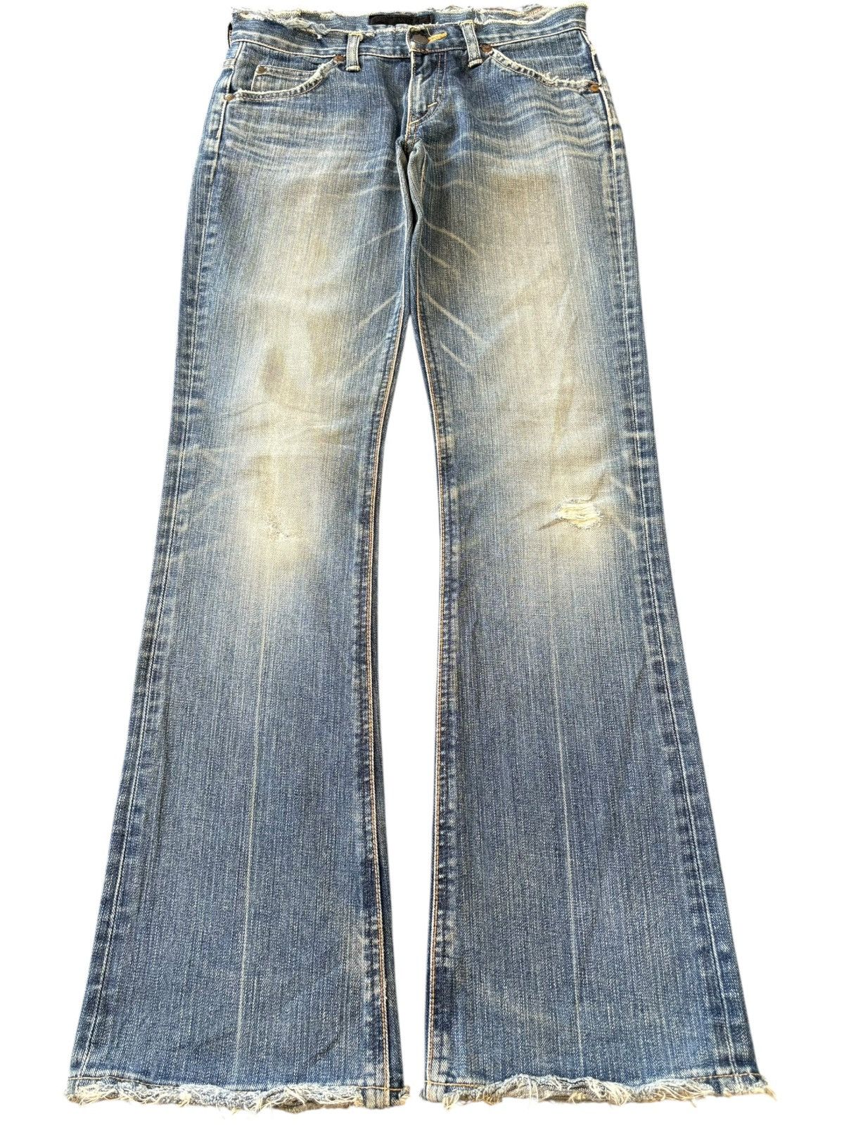 Lee Vintage Lee Riders Mud Wash Distress Low Rise Flare Jeans Size 29" - 1 Thumbnail