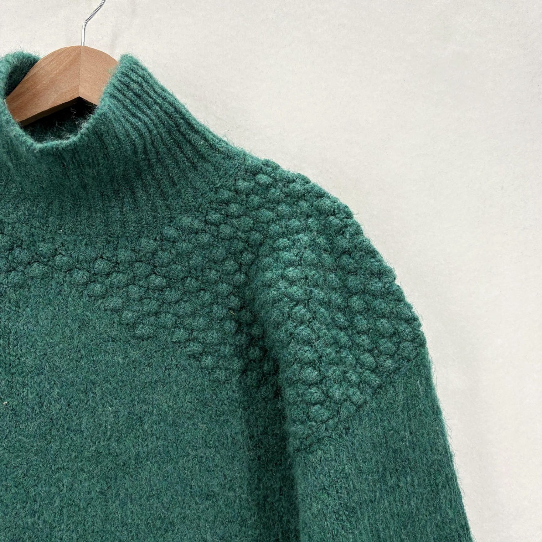 Free People Free People Sweater Womens Small Green Mock Neck Popcorn Chunky Knit Pullover Size S / US 4 / IT 40 - 2 Thumbnail
