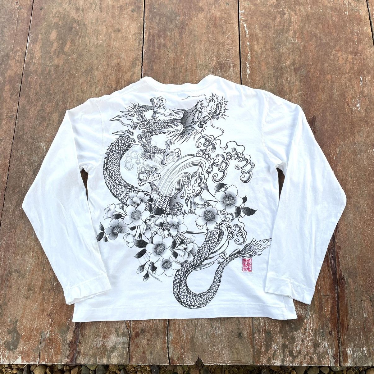 Vintage Vintage Karakuri Tamashii Dragon & Sakura Rare T Shirt Size US XL / EU 56 / 4 - 2 Thumbnail