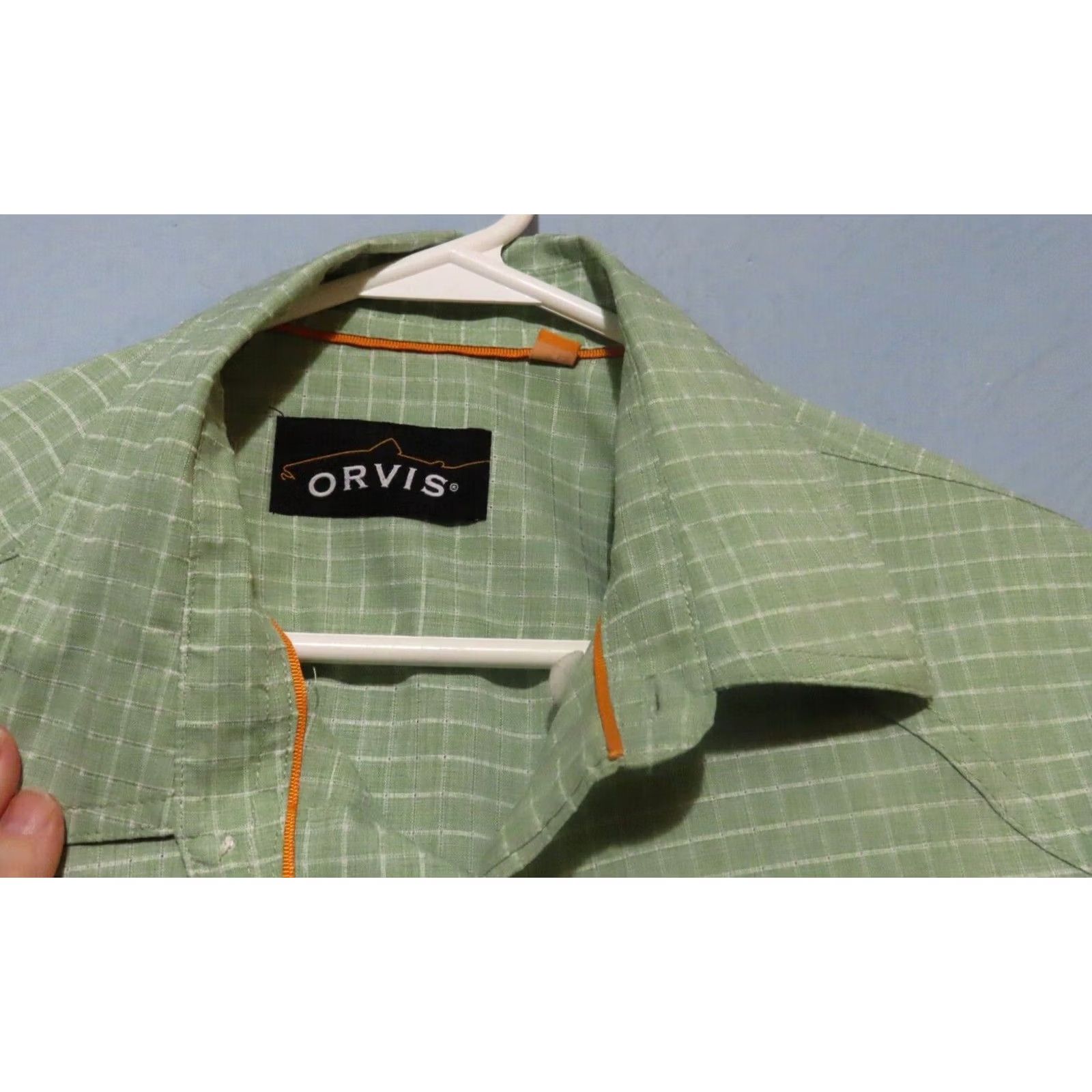 Orvis Orvis Shirt Men's Medium Green White Striped Button-Down Long Sleeve Shirt Size US M / EU 48-50 / 2 - 5 Thumbnail