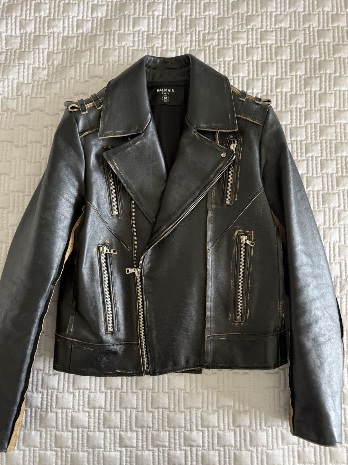Balmain Balmain black aged leather biker jacket size 48 Size US M / EU 48-50 / 2 - 1 Thumbnail