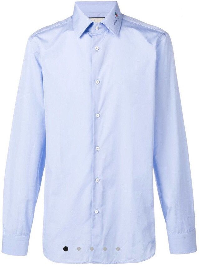 Gucci Gucci Blue Poplin GG Embroider Collar Slim Fit Shirt 16 NWT Size US L / EU 52-54 / 3 - 10 Thumbnail