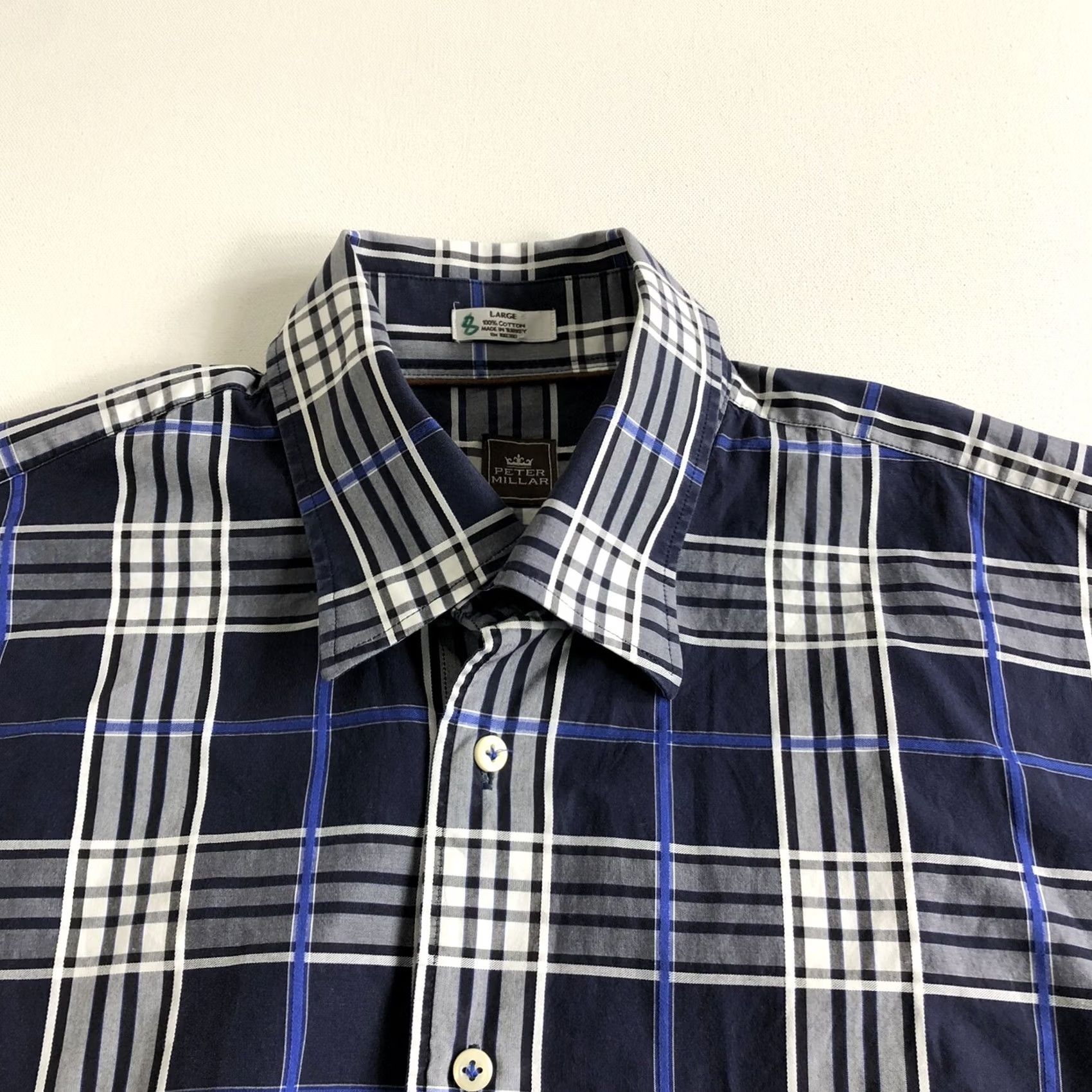 Peter Millar Peter Millar Shirt Button-Down Blue Plaid Long Sleeve Cotton Mens Large Regular Size US L / EU 52-54 / 3 - 5 Thumbnail