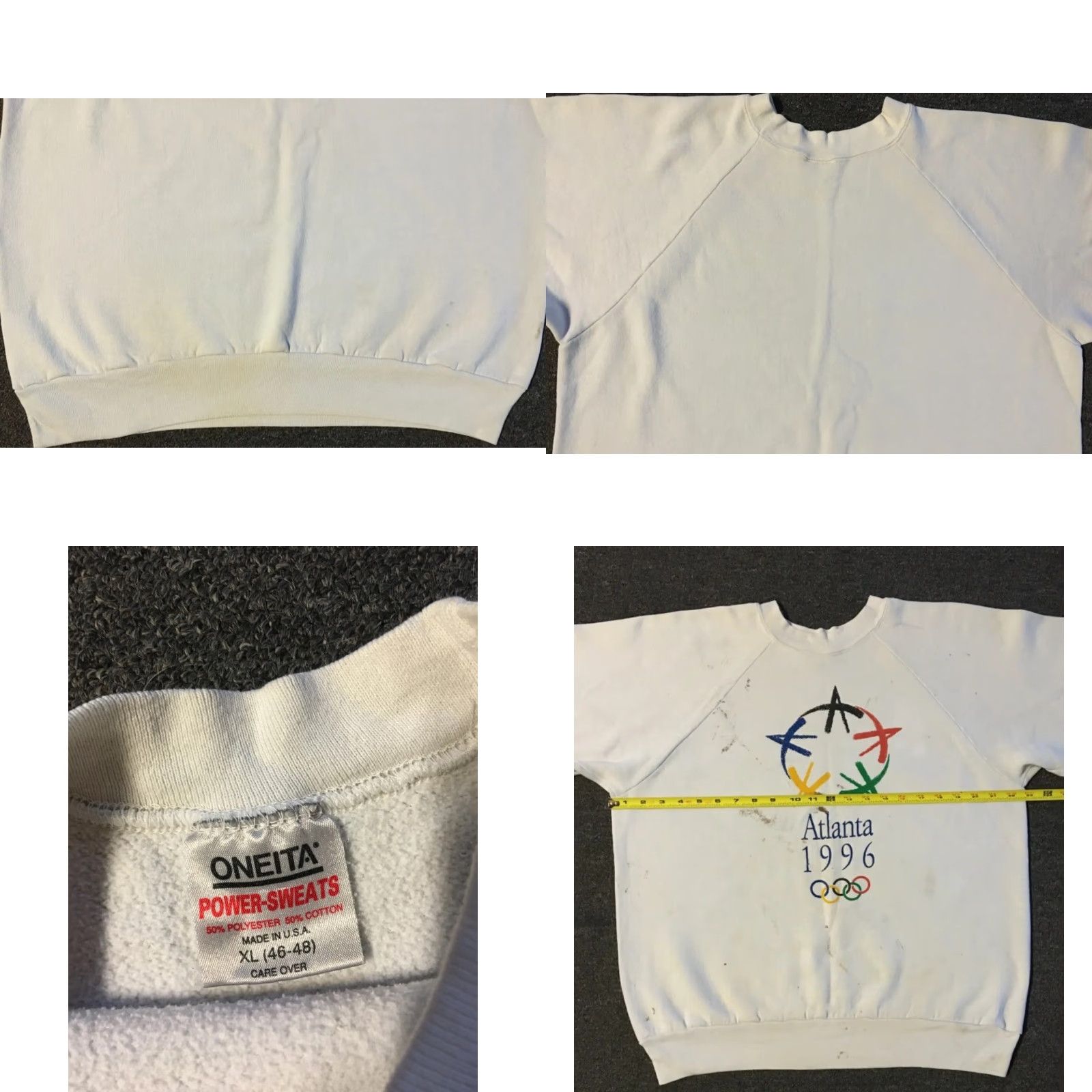Vintage VINTAGE 90s Atlanta Olympics Faded Distress Paint Sweatshirt M Grunge Punk Skate White USA Hip Hop Rock Retro Pullover Hoodie Men Medium Size US M / EU 48-50 / 2 - 8 Thumbnail