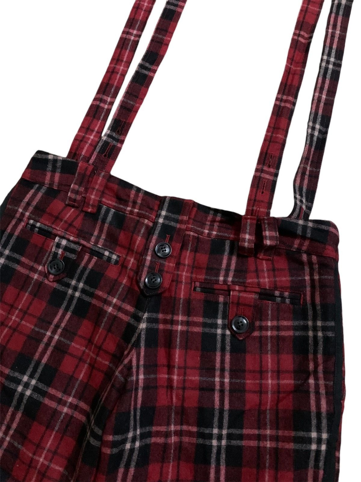 Japanese Brand 💥Vtg Japanese Wears Japan Suspenders Tartan Short Pant Size 33" - 2 Thumbnail