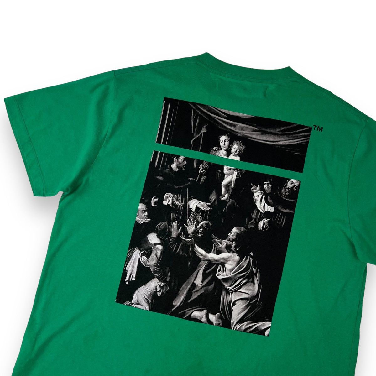 image of Off White Off-White Caravaggio Back Green T Shirt, Men's (Size 2XL)