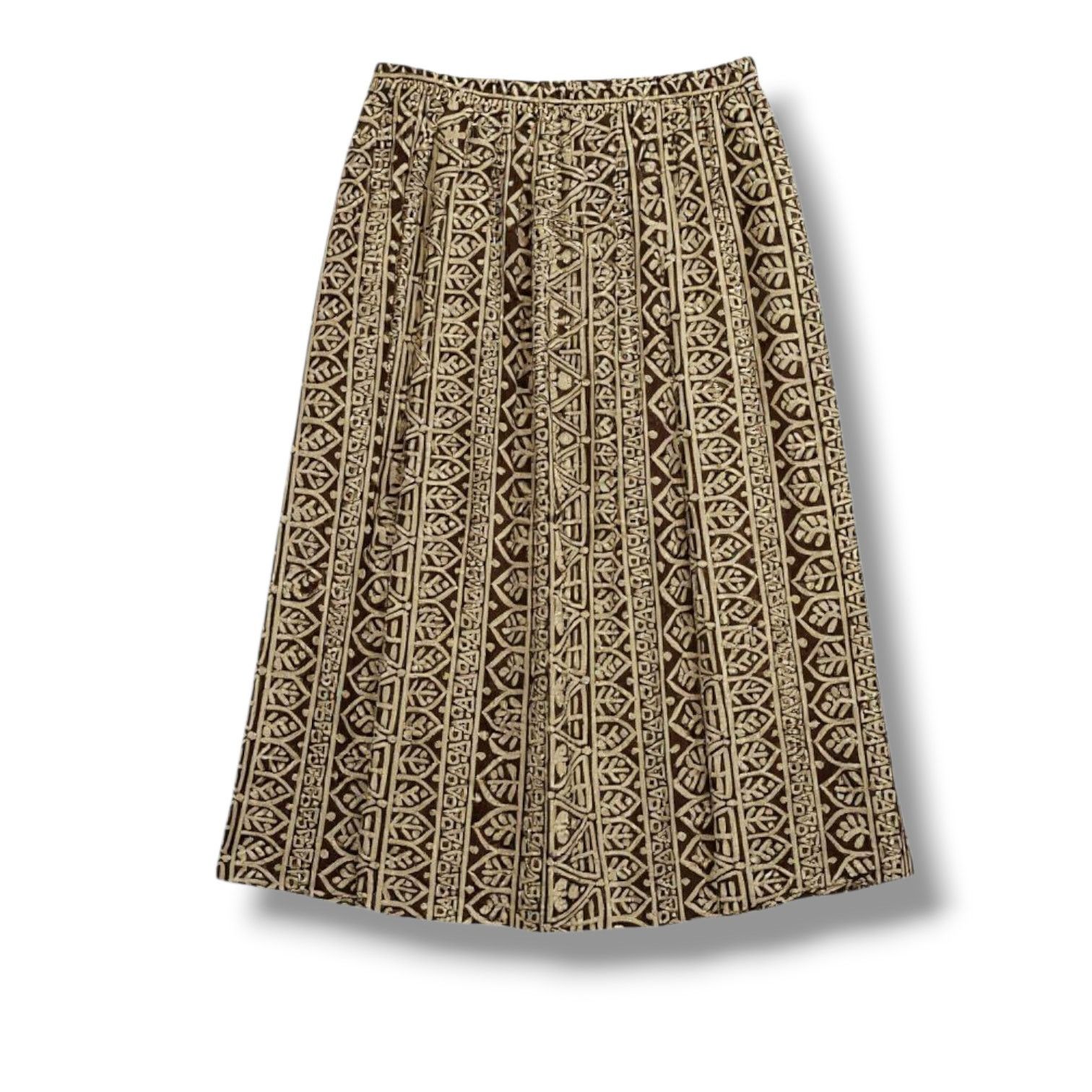 Other Leslie Fay Vintage Brown Cream Print Midi Skirt Size 14 Size 36" / US 14 / IT 50 - 1 Thumbnail