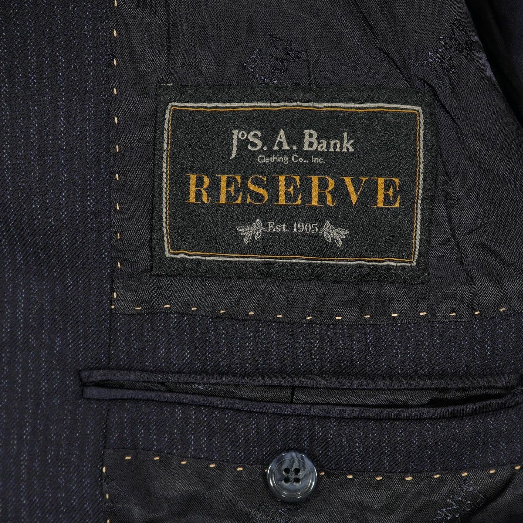 Jos. A. Bank Jos. A. Bank Reserve Blazer Mens 43R Navy Pinstripe Drago Super 130s Wool Jacket Size 46R - 5 Thumbnail