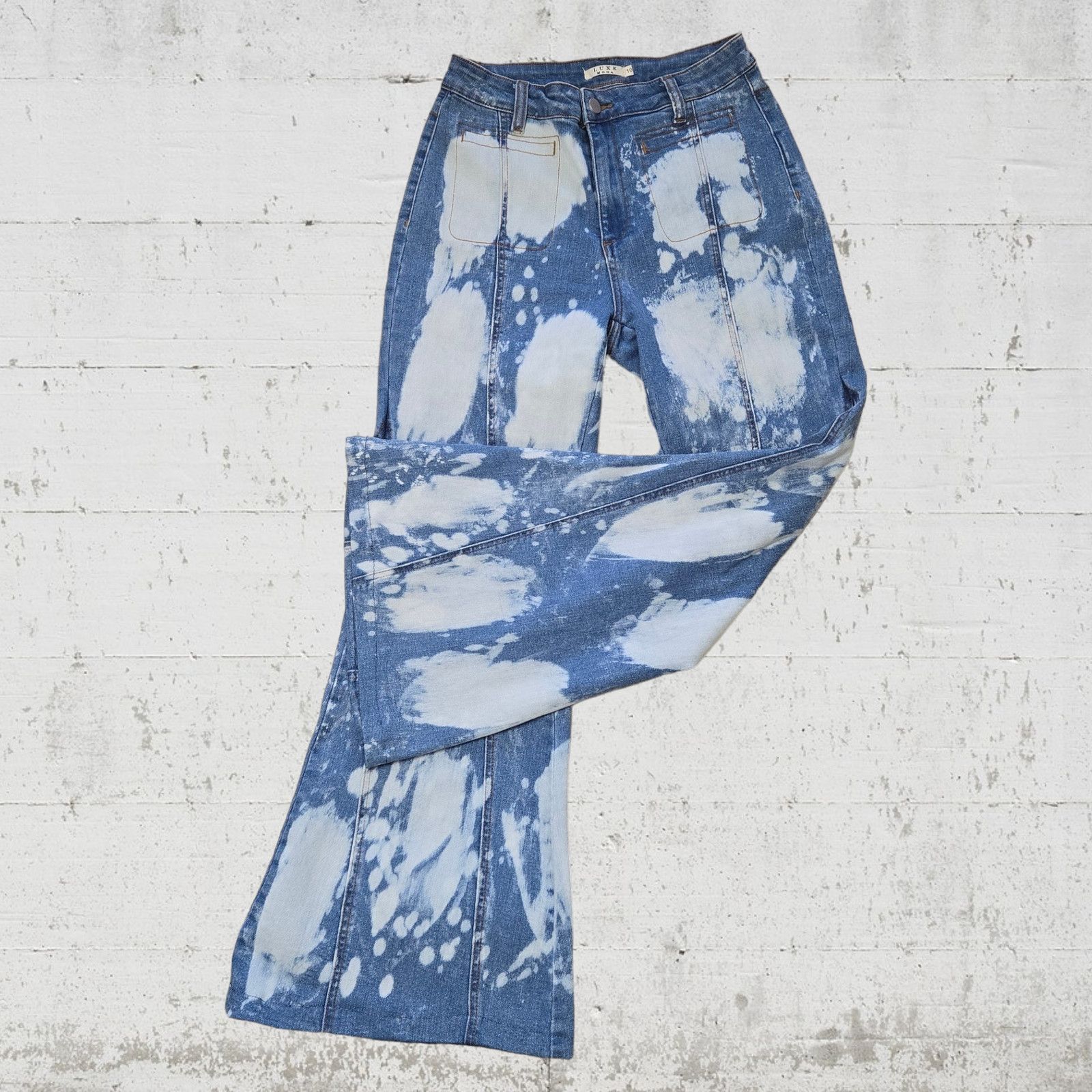 Other Light Wash Bleached Wide Flare Jeans Size 10 Size 32" / US 10 / IT 46 - 2 Thumbnail