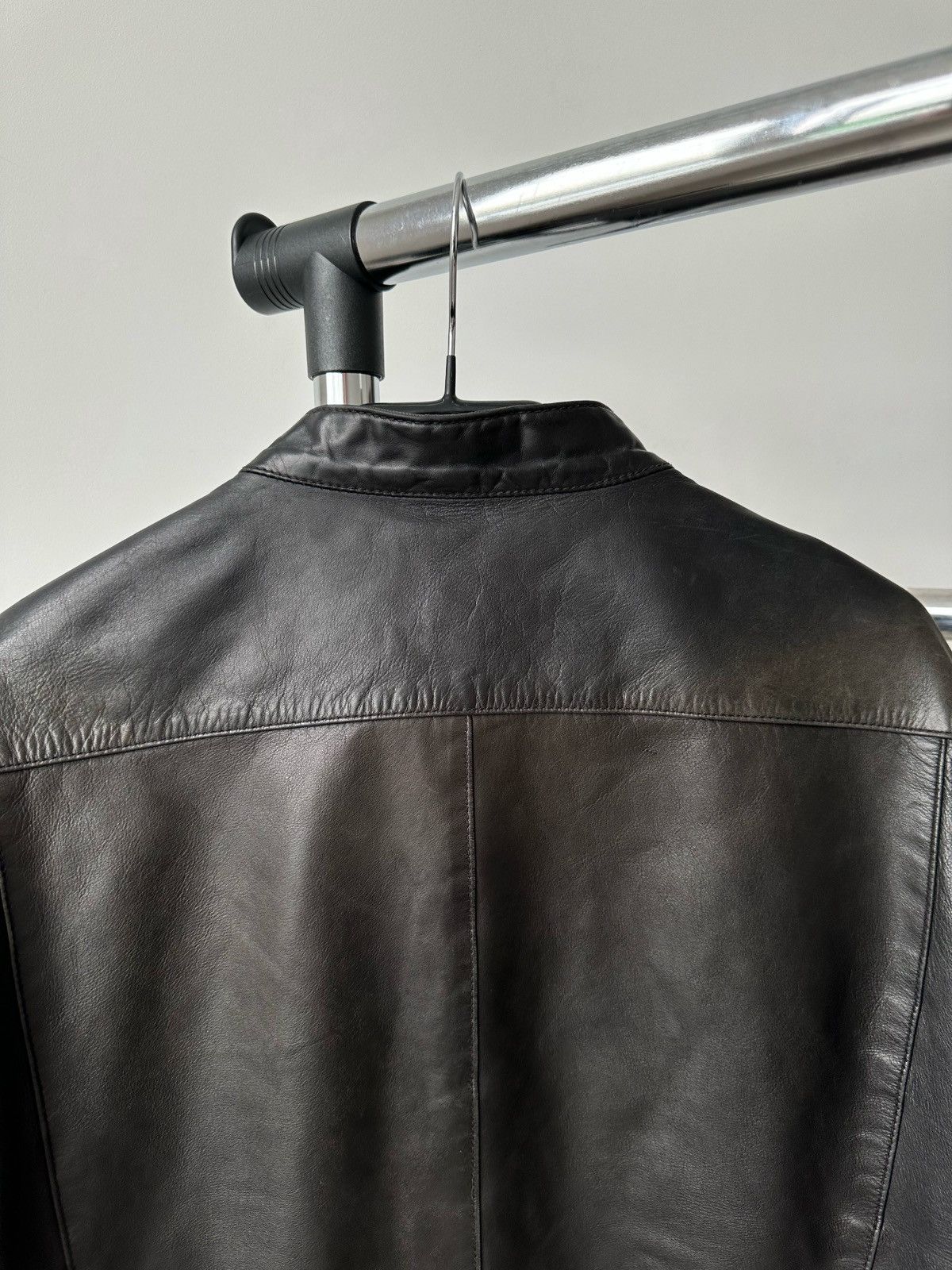 John Varvatos John Varvatos Classic Black Washed Leather Biker Jacket Size US M / EU 48-50 / 2 - 9 Thumbnail
