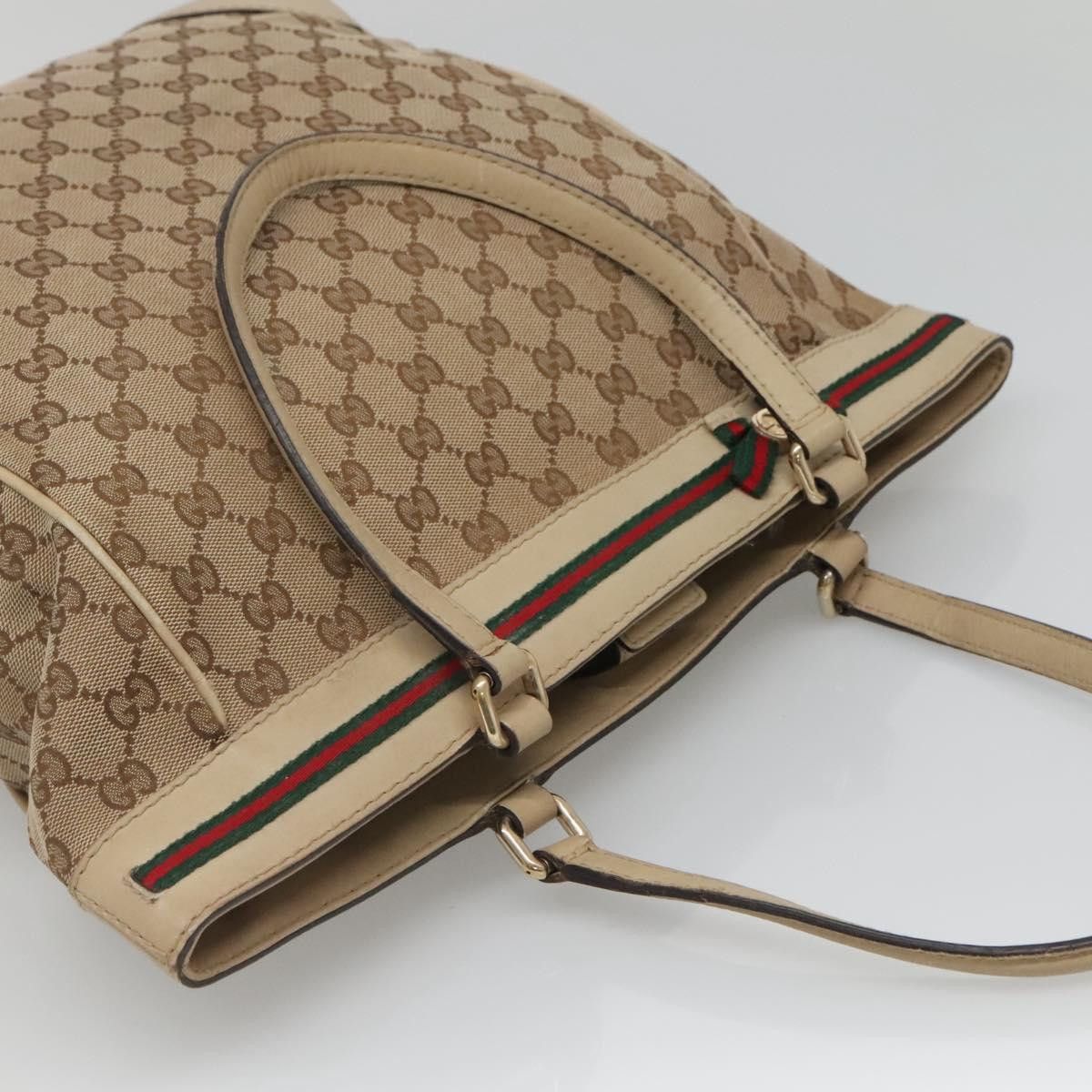 Gucci GUCCI GG Canvas Web Sherry Line Tote Bag Beige Gold Size ONE SIZE - 6 Thumbnail