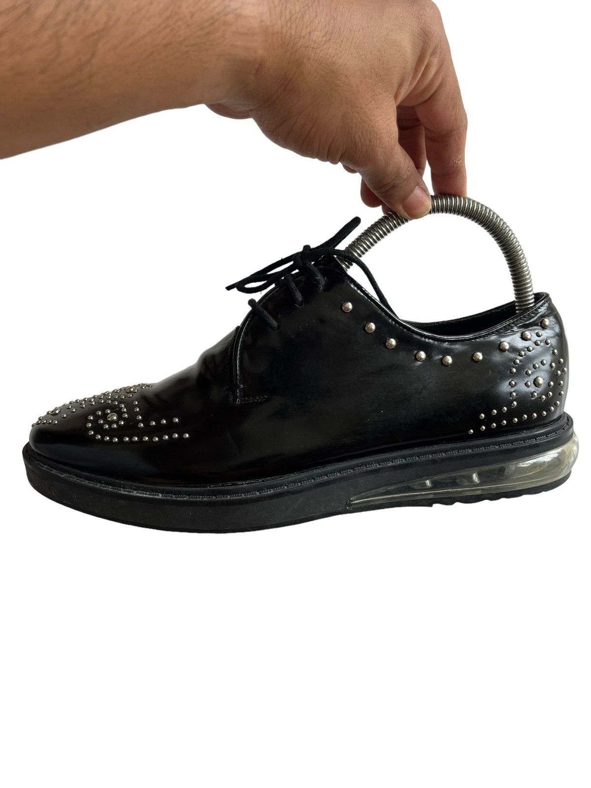 Prada Fancy Prada Oxford Wingtip Black Spazzolato Leather Size US 7 / EU 40 - 7 Thumbnail